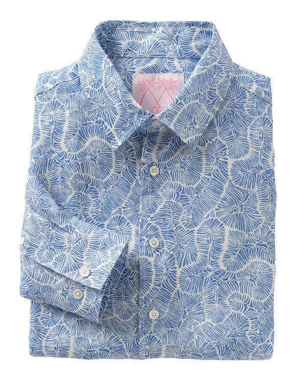 pink house mustique Mens Linen Shirt CORAL STONE