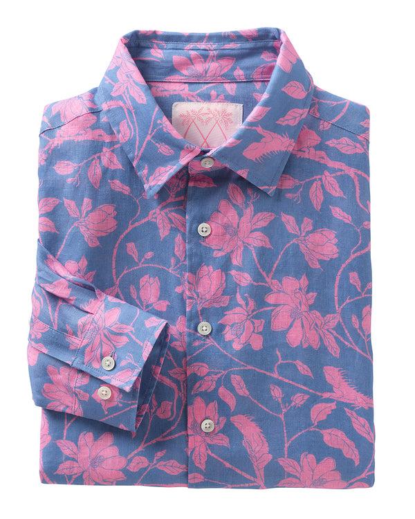 pink house mustique Mens Linen Shirt IGUANA