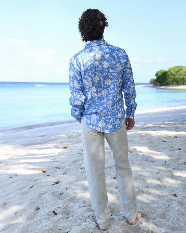 Pink House Mustique Mens Linen Shirt IGUANA