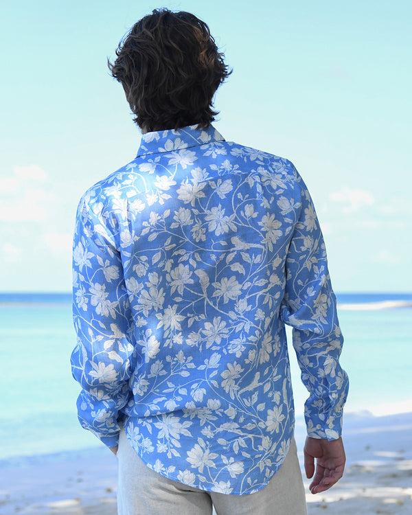 Pink House Mustique Mens Linen Shirt IGUANA