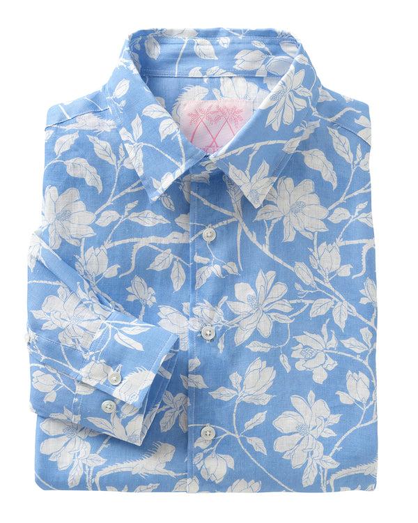 pink house mustique Mens Linen Shirt IGUANA