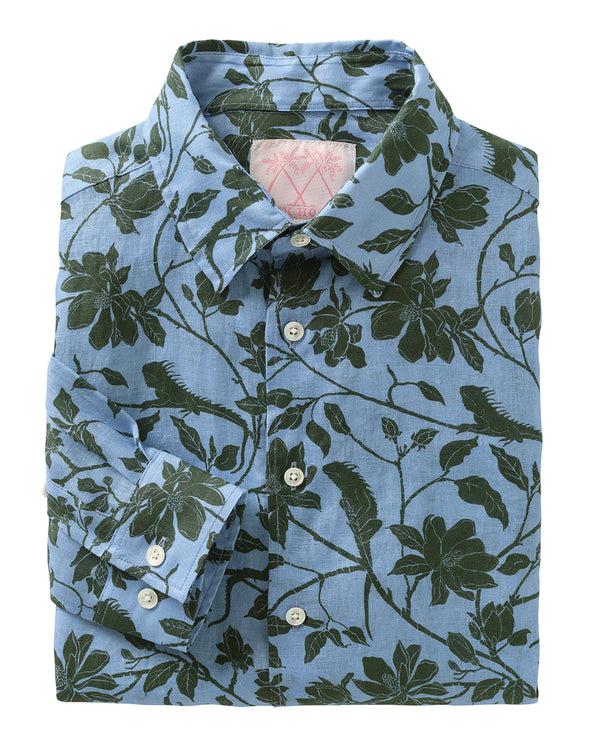pink house mustique Mens Linen Shirt IGUANA