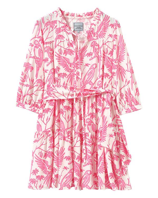 Pink House Mustique Silk Amy Dress PARROT