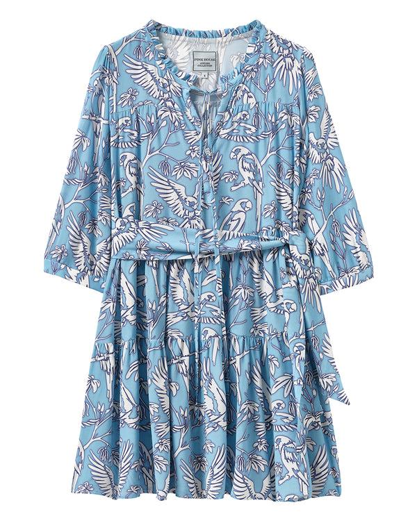 Pink House Mustique Silk Amy Dress PARROT