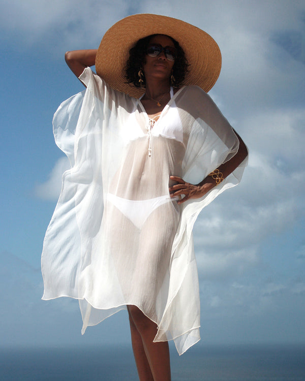 Pink House Mustique Silk Chiffon Ellie Kaftan