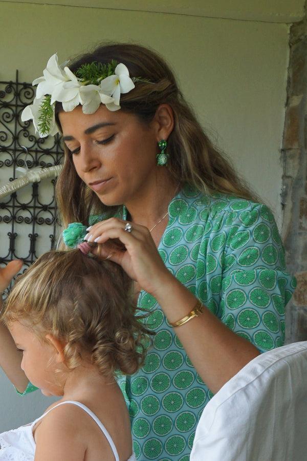 Pink House Mustique Silk Decima Dress LIME SLICE