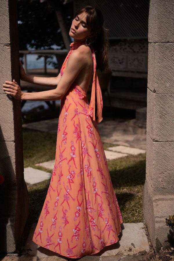 pink house mustique Silk Dena Dress FRUIT PUNCH
