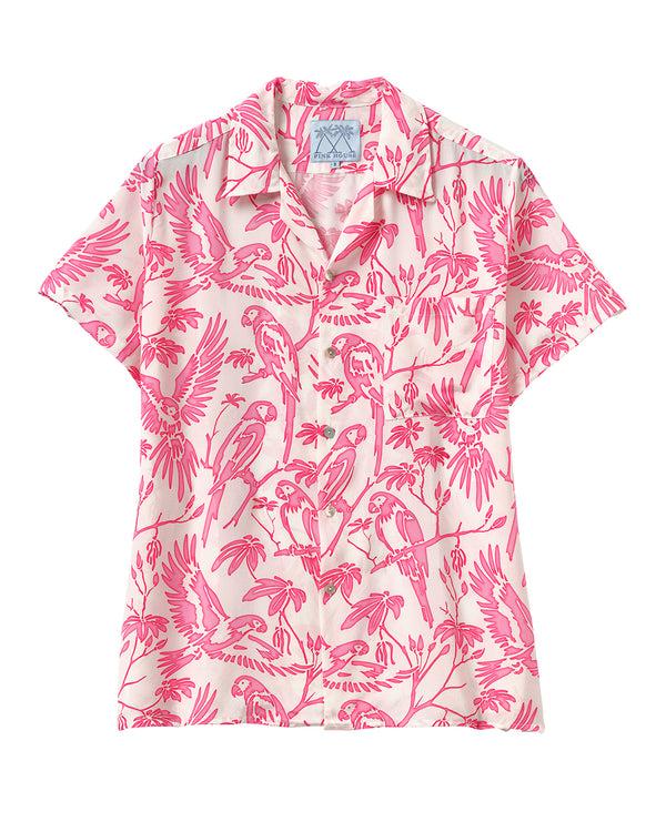 Pink House Mustique Silk Festival Shirt PARROT