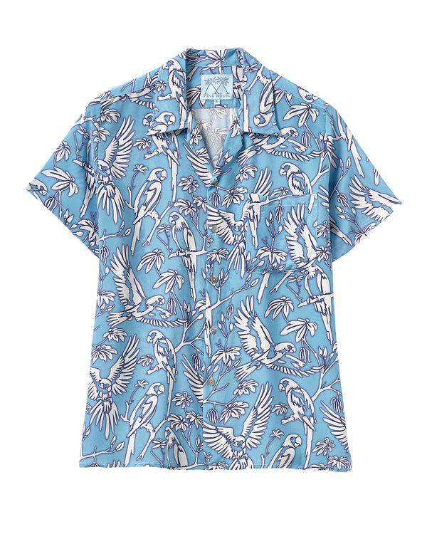 Pink House Mustique Silk Festival Shirt PARROT