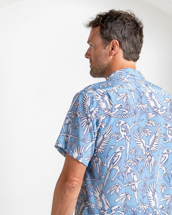 Pink House Mustique Silk Festival Shirt PARROT