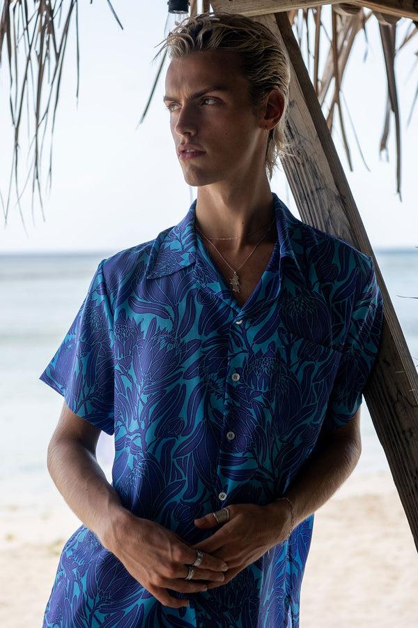 Pink House Mustique Silk Festival Shirt PROTEA