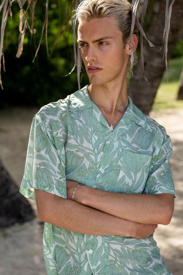 Pink House Mustique Silk Festival Shirt PROTEA