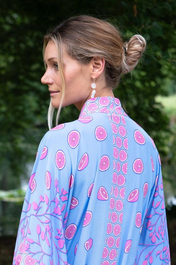 Pink House Mustique Silk Jade Poncho LIME TREE