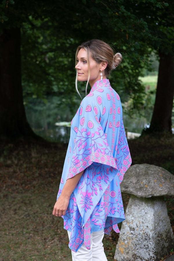 pink house mustique Silk Jade Poncho LIME TREE