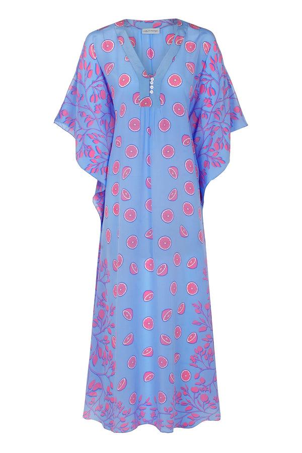 Pink House Mustique Silk Jenlee Kaftan LIME TREE