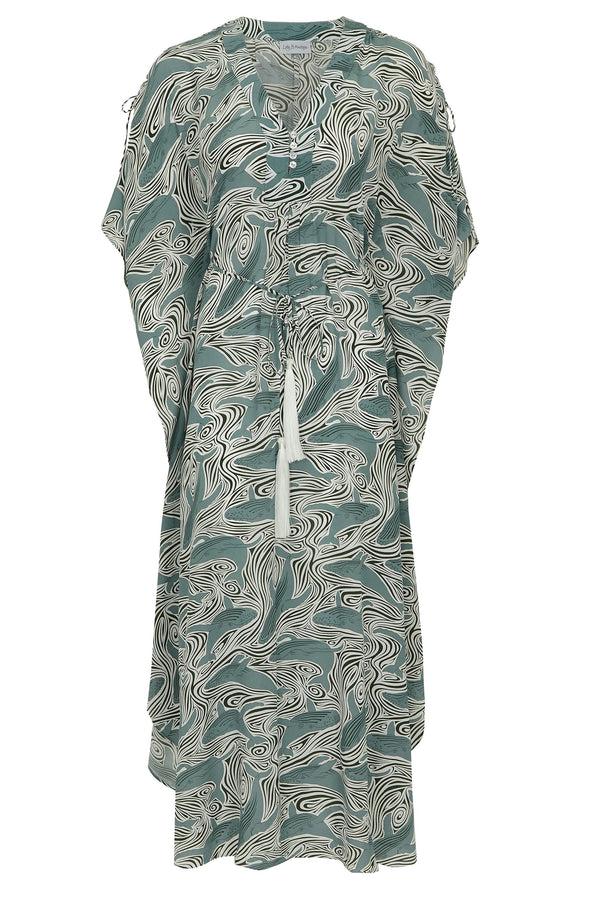 Pink House Mustique Silk Jenlee Kaftan WHALE