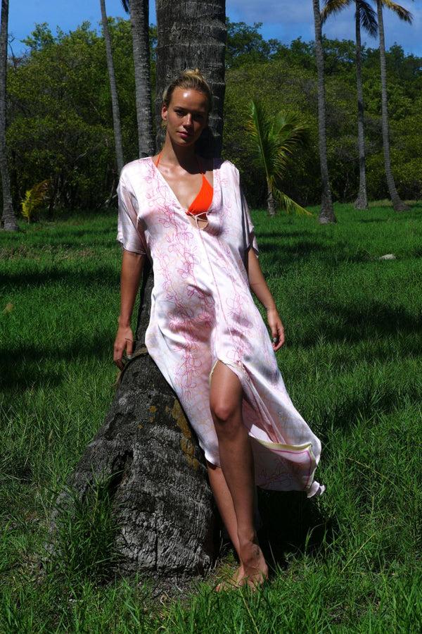 pink house mustique Silk Julia Kaftan SPIDERLILY