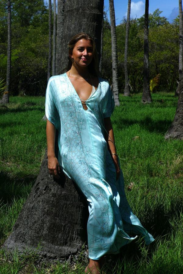 pink house mustique Silk Julia Kaftan SPIDERLILY