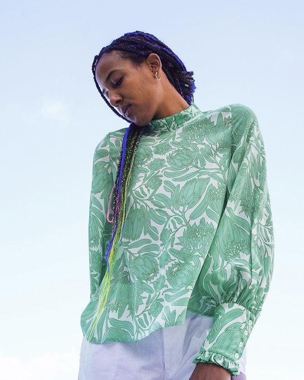 pink house mustique Silk Kelly Blouse PROTEA