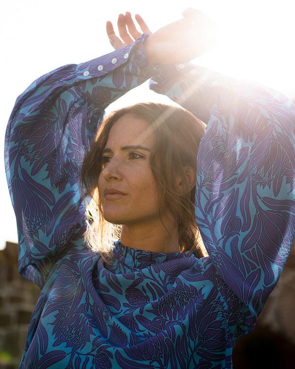 pink house mustique Silk Kelly Blouse PROTEA