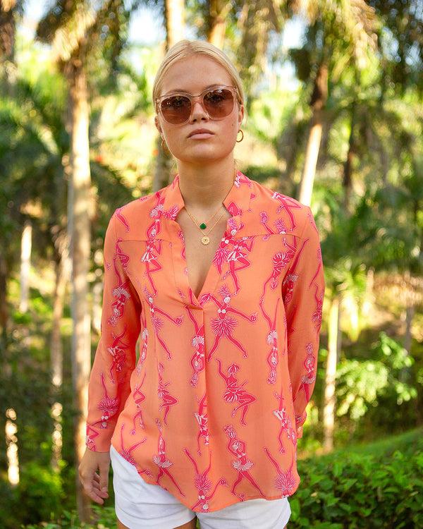 Pink House Mustique Silk Kim Blouse FRUIT PUNCH