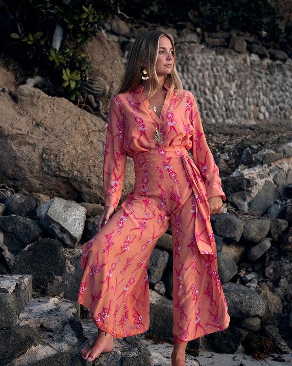 Pink House Mustique Silk Kim Blouse FRUIT PUNCH