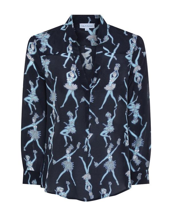 Pink House Mustique Silk Kim Blouse FRUIT PUNCH