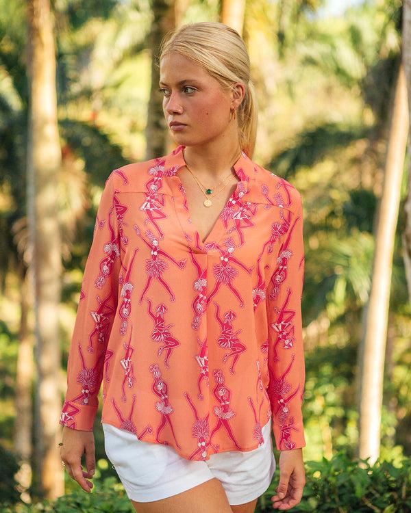pink house mustique Silk Kim Blouse FRUIT PUNCH