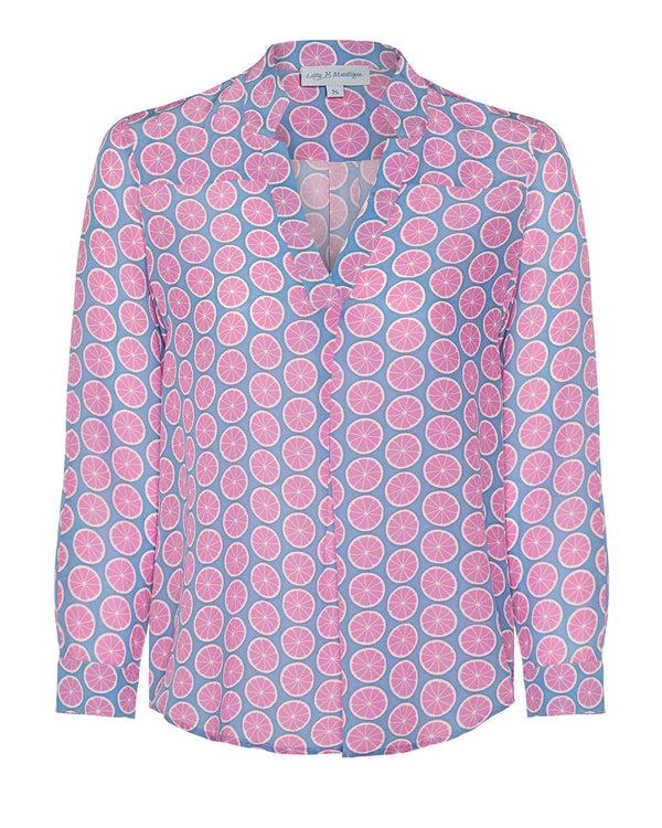 Pink House Mustique Silk Kim Blouse LIME SLICE