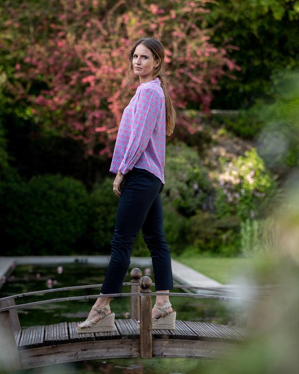 Pink House Mustique Silk Kim Blouse LIME SLICE