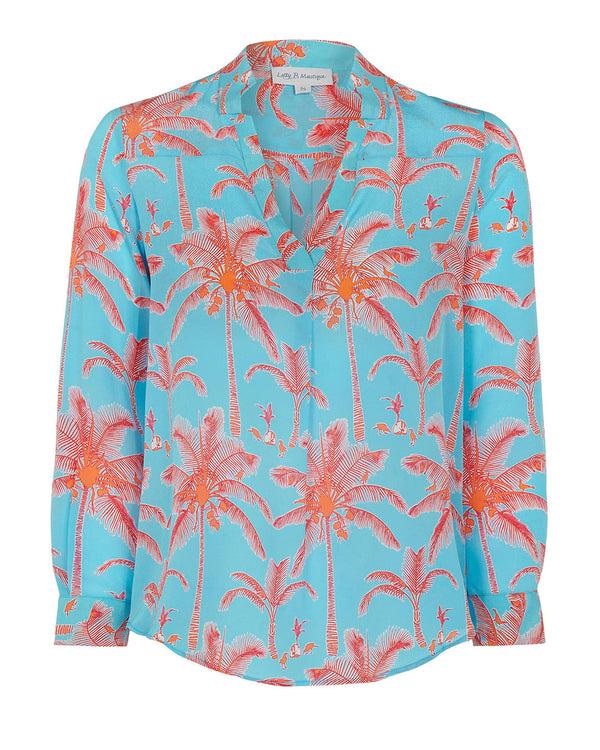 Pink House Mustique Silk Kim Blouse PLANTATION