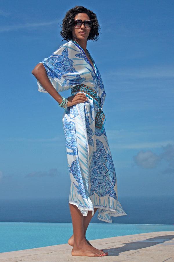 Pink House Mustique Silk Lea Kaftan TURTLE