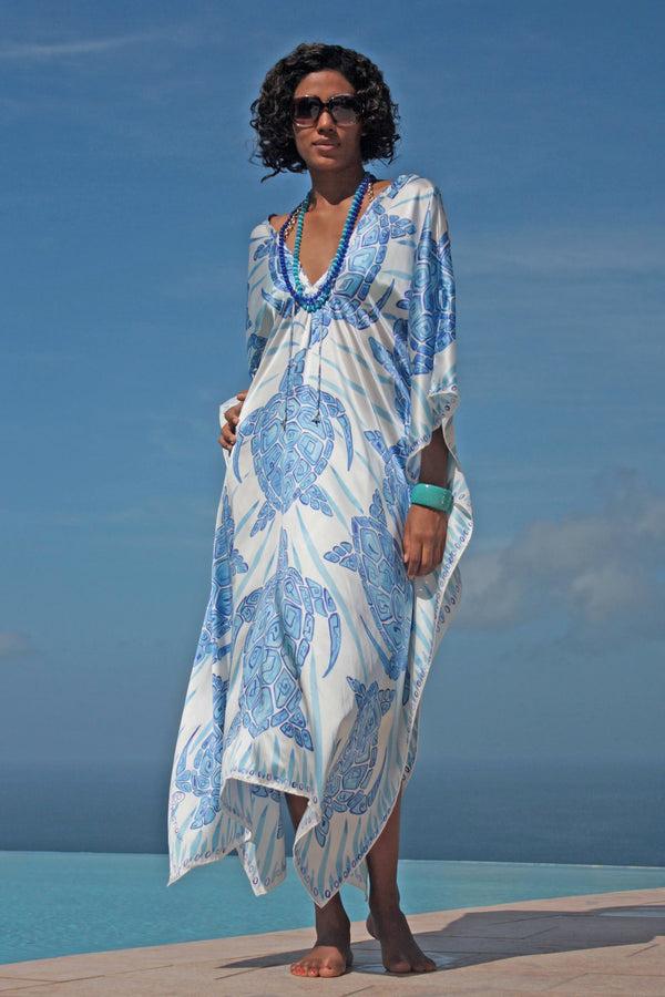 Pink House Mustique Silk Lea Kaftan TURTLE