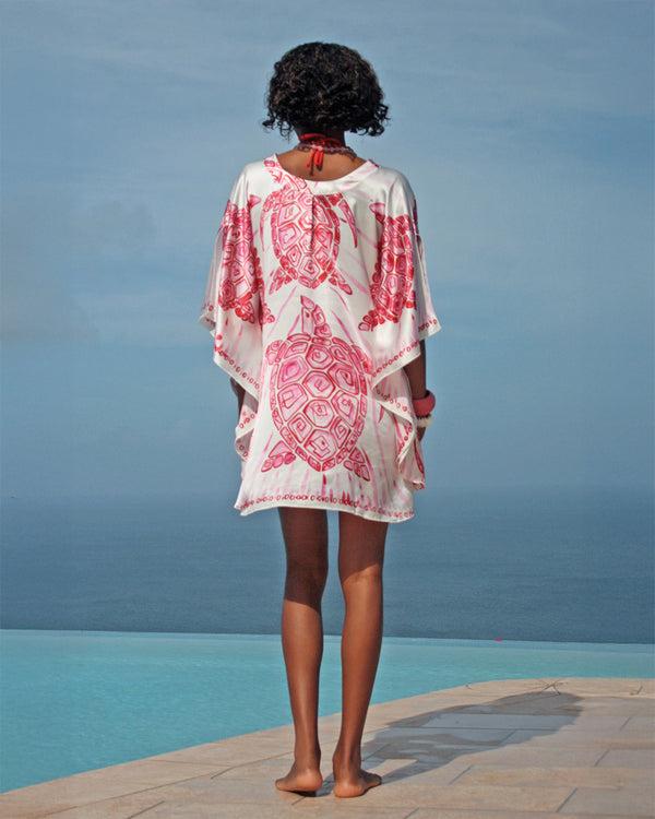 Pink House Mustique Silk Leanna Kaftan TURTLE