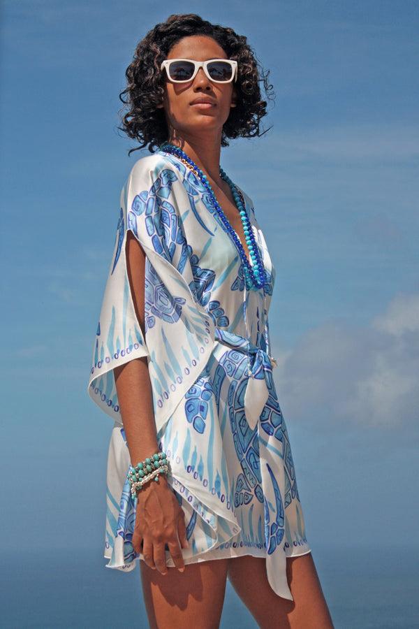 Pink House Mustique Silk Leanna Kaftan TURTLE