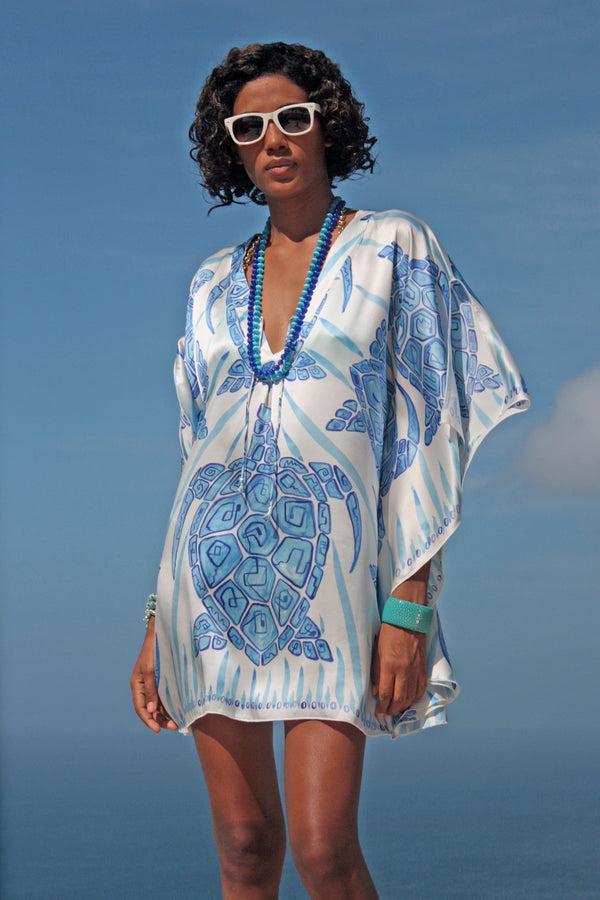 pink house mustique Silk Leanna Kaftan TURTLE