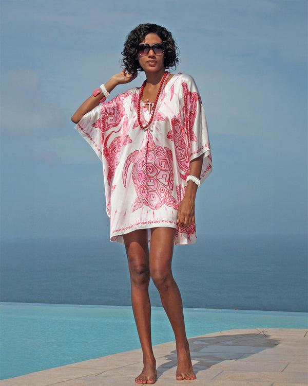 pink house mustique Silk Leanna Kaftan TURTLE