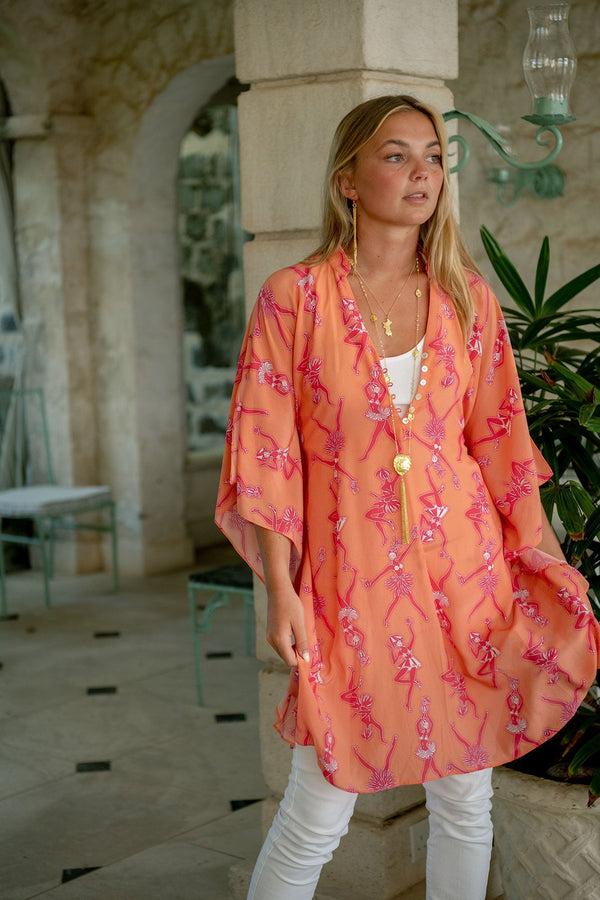 Pink House Mustique Silk Lotty Kaftan FRUIT PUNCH