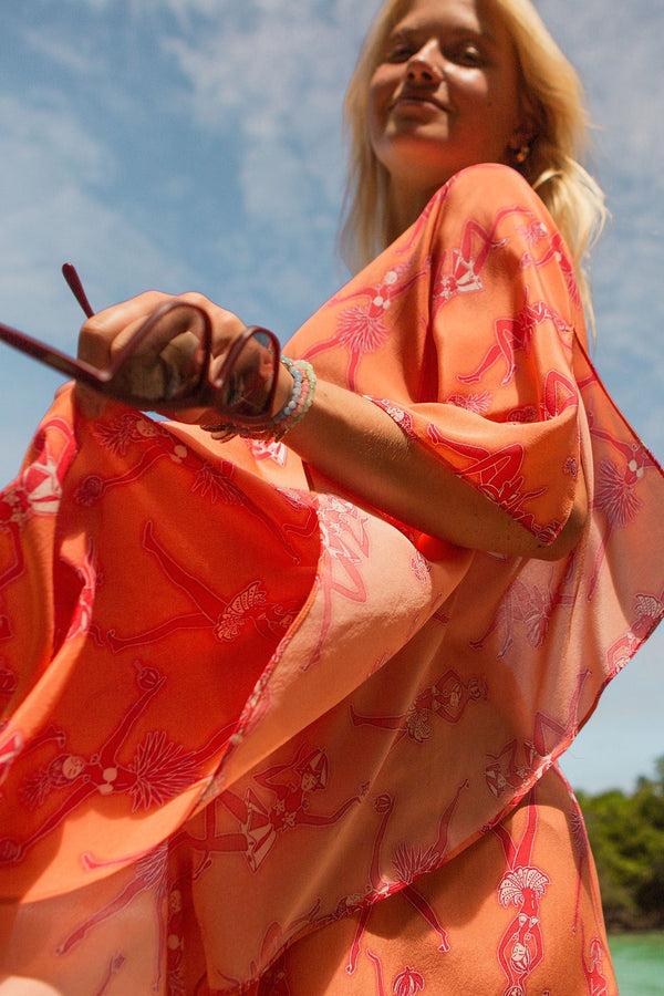 Pink House Mustique Silk Lotty Kaftan FRUIT PUNCH