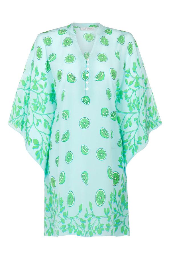 Pink House Mustique Silk Lotty Kaftan LIME TREE