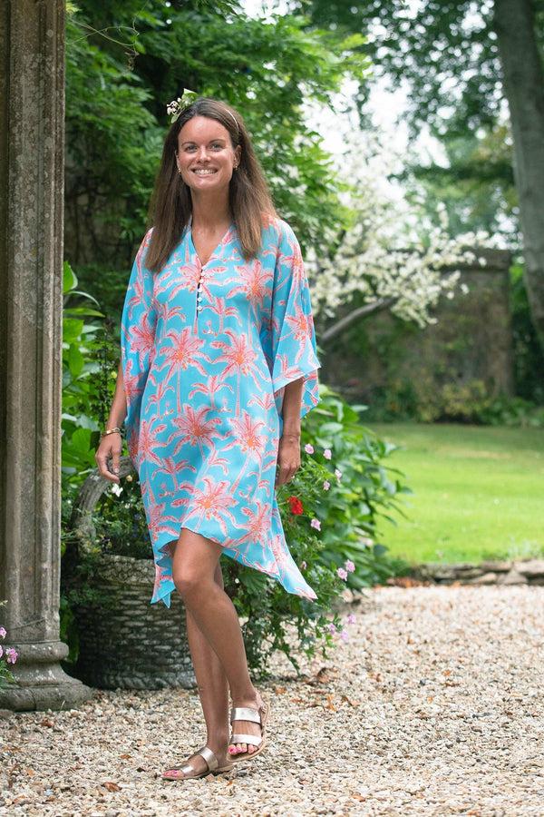 pink house mustique Silk Lotty Kaftan PLANTATION