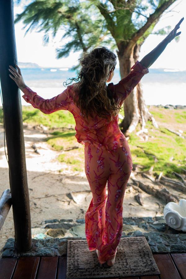pink house mustique Silk Lyla Pants FRUIT PUNCH