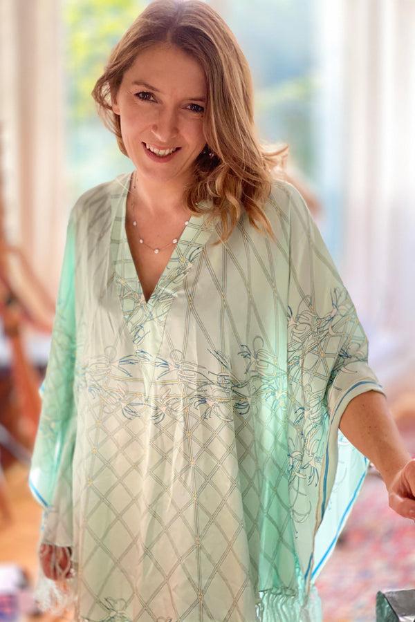 pink house mustique Silk Poncho SPIDERLILY