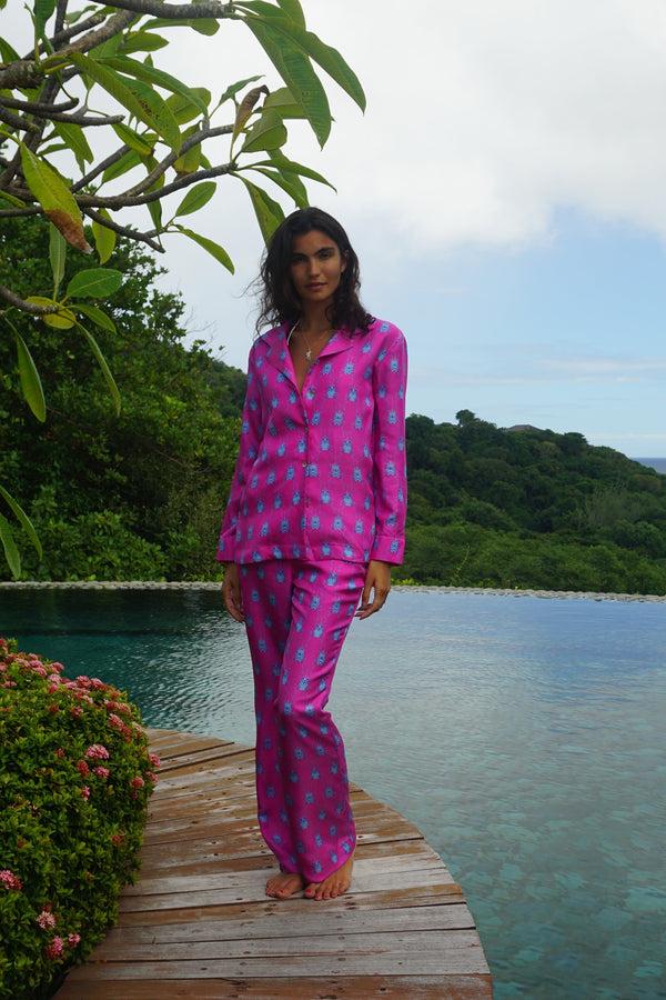Pink House Mustique Silk Pyjamas BEETLE