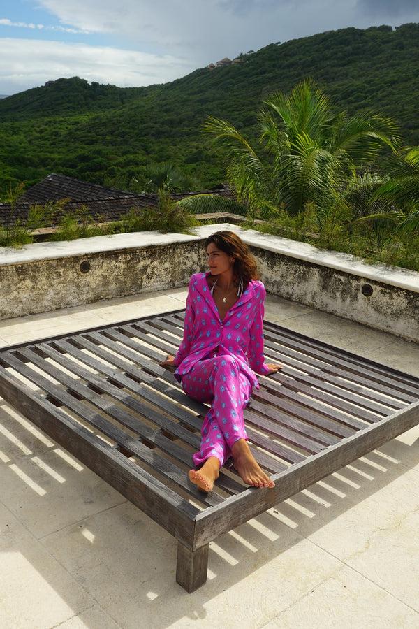 Pink House Mustique Silk Pyjamas BEETLE