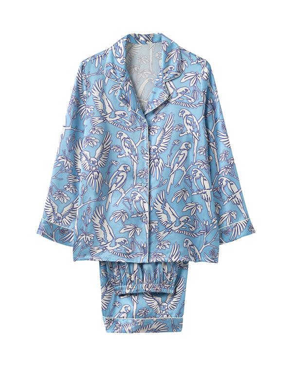 Pink House Mustique Silk Pyjamas PARROT