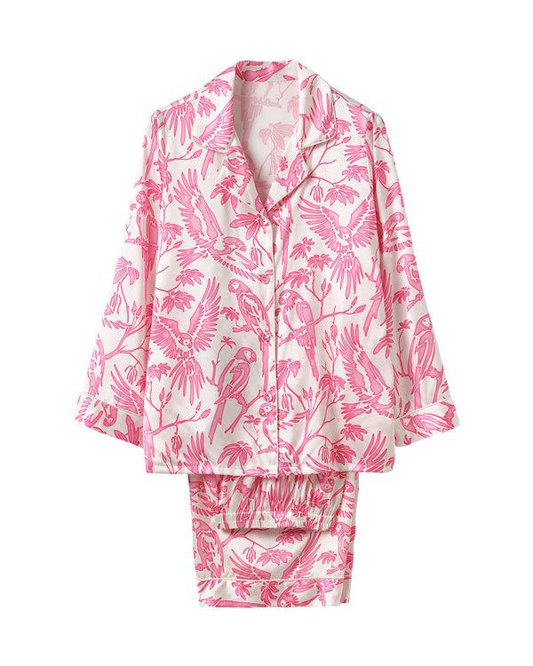 Pink House Mustique Silk Pyjamas PARROT