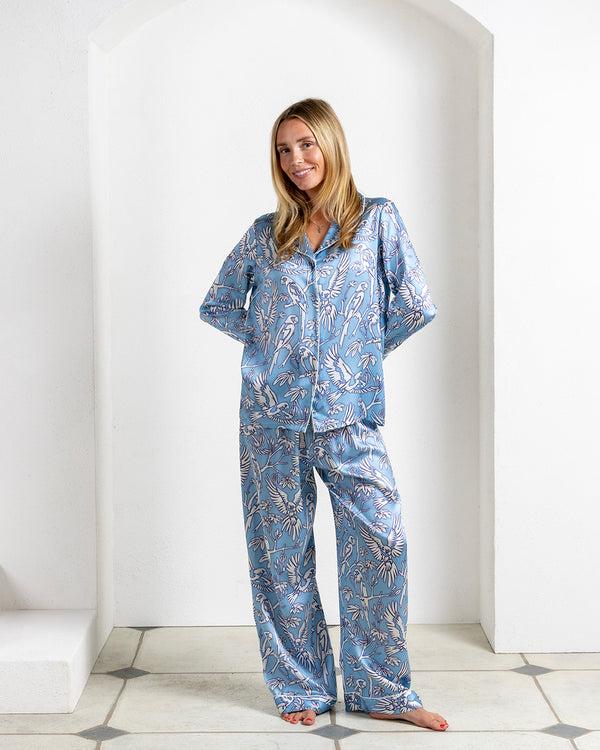pink house mustique Silk Pyjamas PARROT