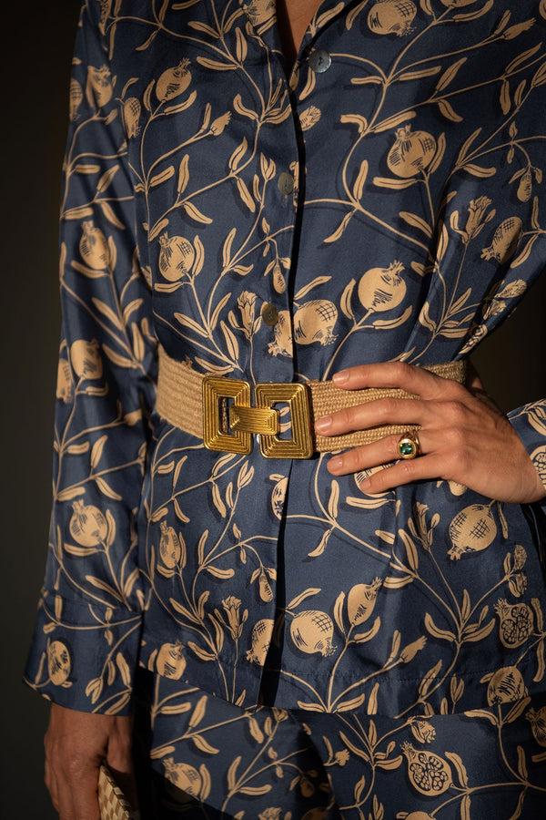 Pink House Mustique Silk Pyjamas POMEGRANATE