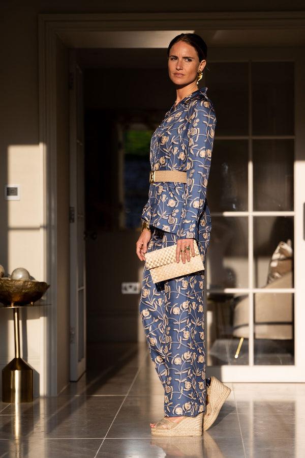 Pink House Mustique Silk Pyjamas POMEGRANATE